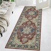 Machine Washable Faux Wool Vintage Floral Printed Area Rug Ultra Thin Low Pile Non Slip Non Shedding Indoor Carpet - 4 of 4