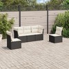 vidaXL 5 Piece Patio Sofa Set with Cushions Black Poly Rattan - 2 of 4