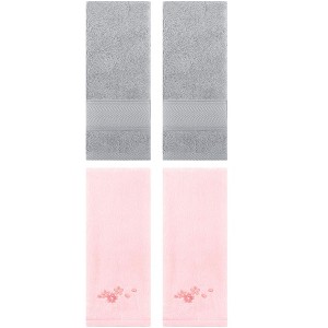 REGALWOVEN 4 Pcs Bathroom Decorative Cotton Soft Absorbent Sold Striped Hand Towel - 1 of 4