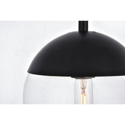 Eclipse 8" Globe Black & Clear Glass Plug-In Pendant Light