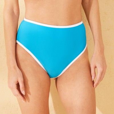 Women's Contrast Binding High Waist High Leg Medium Coverage Bikini Bottom - Shade & Shore™