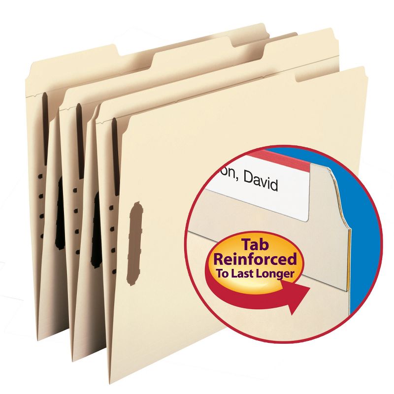 Smead Fastener File Folder, 2 Fasteners, Reinforced 1/3-Cut Tab, Letter Size, Manila, 50 each per Box  (14537), 2 of 12
