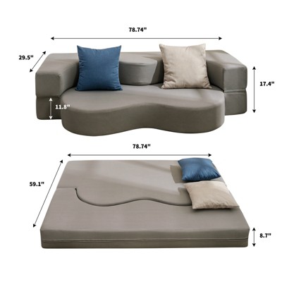 Mjkone Convertible Folding Sofa Bed with Memory Foam | Faux Leather Futon Couch for Living Room, Guest Room & Bedroom - Portable, Space-Saving