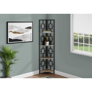 Kumasinova 60"/62" 4-Tier Corner Bookshelf,Black Metal Bookcase with Transitional Square Design/X-Design,Modern Book Shelves for Bedroom,Office - 1 of 4