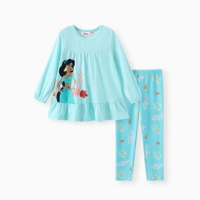 PATPAT Disney Princess Toddler Girl Naiath 2pcs Jasmine and All Princess Long-sleeve Top And Cotton Legging Set