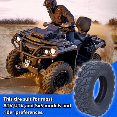 AT25x8-12 All-Terrain Tires Set of 2 ATV Tire 25x8-12 6PR, All Terrain 25x8-12 TL ATV UTV Trail Sand Mud Off-Road Tires (Pack of 2, Tubeless)