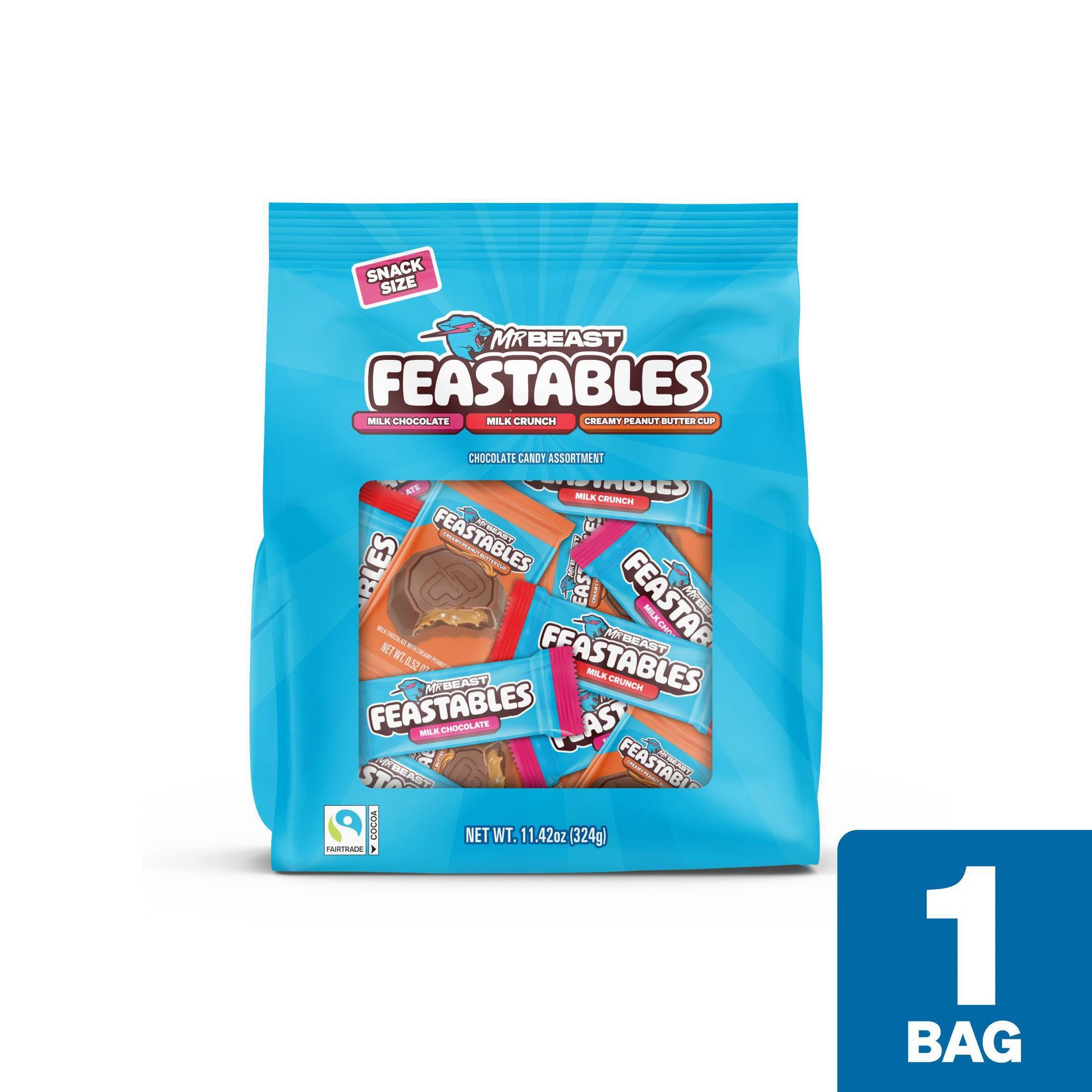 Feastables Variety Chocolate Bag - 12g Bar/15g Cup - 11.42oz/25ct