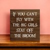 Slickblue Funny Witch Quote Wood Sign – “Stay Off the Broom” Saying, 7x7 Rustic Knotty Pine Wall Art - 3 of 3
