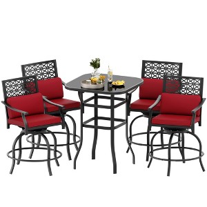 Outdoor High Swivel Bar Stools, Bar Height Patio Chairs with Seat Cushion, Counter Height Tall Patio Swivel Chairs, Outdoor Swivel Bar Chairs Set of 2 - 1 of 4