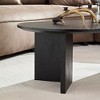 Lyngins 39.37" Modern Coffee Table with Wood Veneer, Oval Center Table for Living Room, Sturdy MDF Pedestal Base, Easy Assembly, Living Room Table - 2 of 4