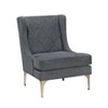 Cesicia 28" x 31.5" x 36"H Dark Gray Modern Luxury Upholstery Wingback Accent Chair Gold Finish Metal Legs 1pc - 2 of 4