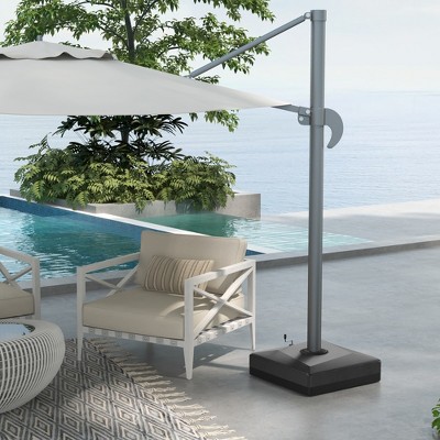 Black Plastic Cantilever Umbrella Base with Wheels