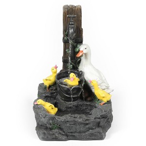 LuxenHome 23” Resin Duck Family Bath Outdoor Water Fountain, Decorative Garden Waterfall for Patio, Backyard, and Porch - 1 of 4