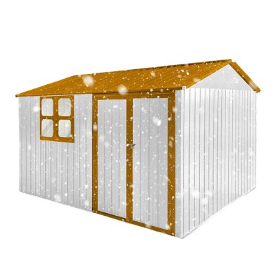 Metal Metal garden sheds 10ftx8ft outdoor storage sheds with window White+Coffee