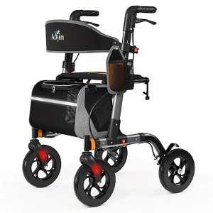 JUJABU Lightweight Aluminum Frame Rollator Walker with18" Wide Seat, 8" All-Terrain Wheels, 6-Level Adjustable Height for Seniors - 1 of 4