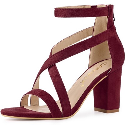 Allegra K Women's Crisscross Ankle Strap Chunky Heel Sandals