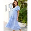 Clearlove Maternity Dress Women's V Neck Short Sleeve Smocked Ruffle Tiered Dress - 2 of 4