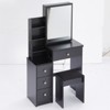 FONTOI Bedside Cabinet Vanity Table&Cushioned Stool, Fashionable Dresser with Sliding Mirror for Bedroom Small Space, Black, 12.6"*50.4"*29.2" - 2 of 4