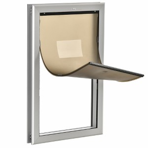 PawHut 2 Way Locking Dog Door, Aluminum Doggy Pet Door for Wall, Fast Installation, with Magnetic Closure, Locking Panel, Weatherproof, Insulating - 1 of 4