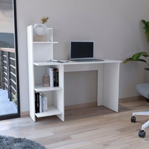 NicBex Home Office Desk 47.2" W Modern Writing Desk with 4-Layer Open Storage Bookshelves and Wooden Frame for Office, Study, Living Room - 1 of 4