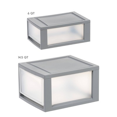 14 Quart Clear Stackable Plastic Storage Drawers, Set of 4