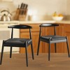 FONTOI Woven Accent Stools Set of 2, Armchair Upholstered Chair with Wood Legs for Kitchen Living Room, Black, 22"*22.8"*30.3" - 4 of 4