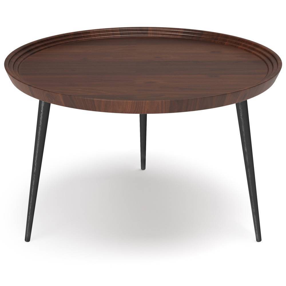 Joellla Coffee Table Cognac - WyndenHall: Solid Wood, Flared Metal Legs, Industrial Design, 16.9"H