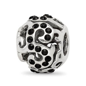 Black Bow Jewelry Sterling Silver with Black Crystals Open Swirl Bead Charm - 1 of 4