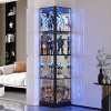 Vlsrka  4-Tier Glass  Corner Curio Cabinet with LED Lights,Black - 2 of 4