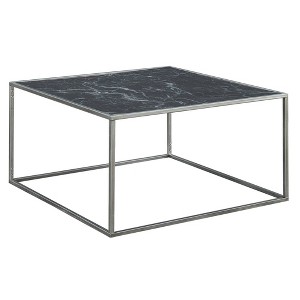 Gold Coast Coffee Table Black Faux Marble/Silver -  Breighton Home - 1 of 4