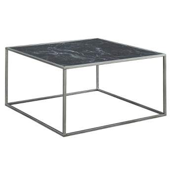 Gold Coast Coffee Table Black Faux Marble/Silver -  Breighton Home