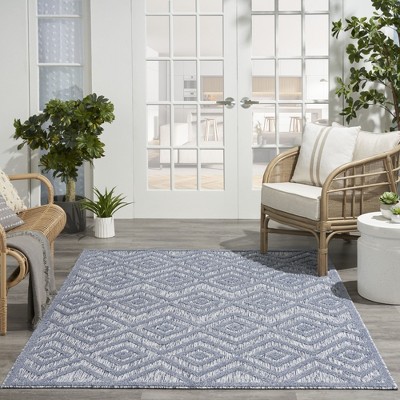 Denim Blue Diamond 5' x 7' Easy-Care Synthetic Rectangular Rug