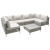 GlasFlength Patio Seating Sets 8PCS, Cushions, Outdoor Furniture, Deep Seat, Sectional Chat Set with Cushions, Grey, 28.7"*20.1"*25.5" - 2 of 4