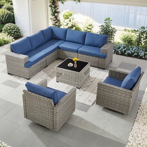 Outdoor Sectional Sofa Patio Furniture Sets with Thickened Cushions - 1 of 4