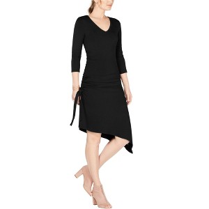 I.N.C International Concepts Womens Side Ruched Asymmetrical Dress, Black, X-Large - 1 of 1