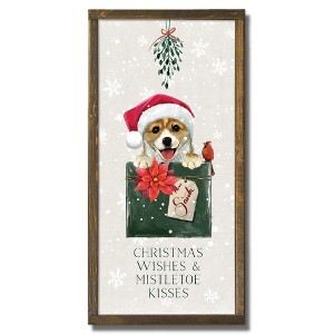 Creative Products Corgi Christmas Present 12 x 24 Framed Wood Plaque - 1 of 1