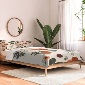 Deny Designs Menina Lisboa Peaches White Flowers Comforter and Pillow Sham Set Green - 1 of 4
