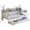 Sapphtopaz Wooden Daybed with Storage Shelves 2-Drawers Storage Study Desk Multi-functional Bedroom Furniture - 2 of 4