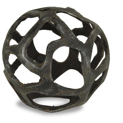 Cheung's Oleta Cast Iron Abstract Natural Finish Orb - Large