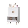 SEVOBAL Decorative Bookshelf Kids Toy Storage Cabinet with Doors and Open Shelf for Playroom Nursery Bedroom, White, 23.62"*13.78"*37.4" - 2 of 4