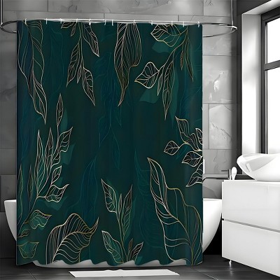 Paaaawaters 1pc Waterproof Green Leaf Shower Curtain - Stylish & Durable,Proof, Machine Washable