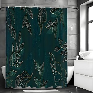 Paaaawaters 1pc Waterproof Green Leaf Shower Curtain - Stylish & Durable,Proof, Machine Washable - 1 of 4