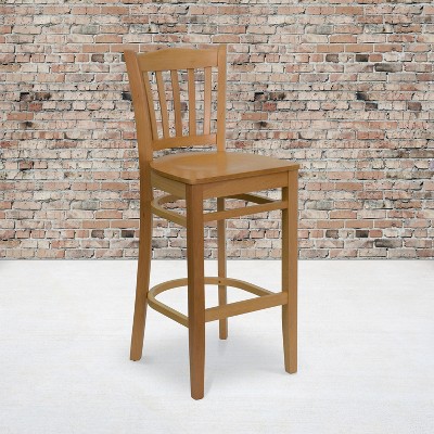 Classic Cherry Natural Wood Barstool with Vertical Slat Back