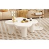 TIRAMISUBEST Modern Coffee Table Set of 2, Irregular Shape Center Table with Four Roman Column Legs and End Table with Glass Top for Living Room - 4 of 4