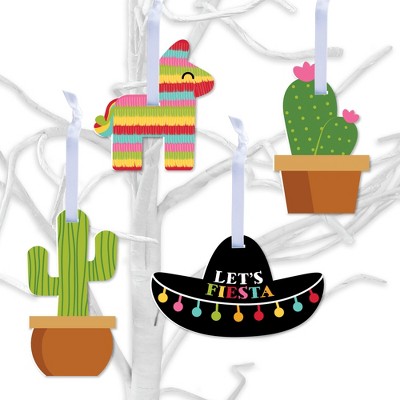 Big Dot of Happiness Let's Fiesta - Mexican Fiesta Decorations - Tree Ornaments - Set of 12