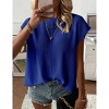 Womens Summer Cap Sleeve Tops Trendy Casual Crew Neck Knit Lightweight Sweater Pullover Top - 3 of 4