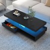 51"W Coffee Table Cocktail Table Center Table Accent Table with LED Lights, 2 Drawers and Display Shelves, White/Black-ModernLuxe - 2 of 4