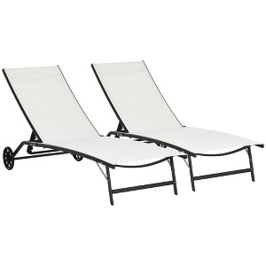 PAGED Pool Lounge Chairs Outdoor, Lawn Chairs with Wheels, 5-Level Adjustable Backrest for Patio, Poolside, Beach, Lawn - 1 of 4