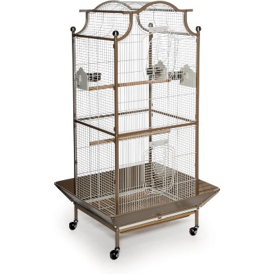 Elegant Coco and Cream Pagoda Bird Cage with Wheels