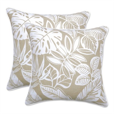 Pillow Perfect Set of 2 18.5" x 18.5" Delray Outdoor/Indoor Throw Pillows Natural